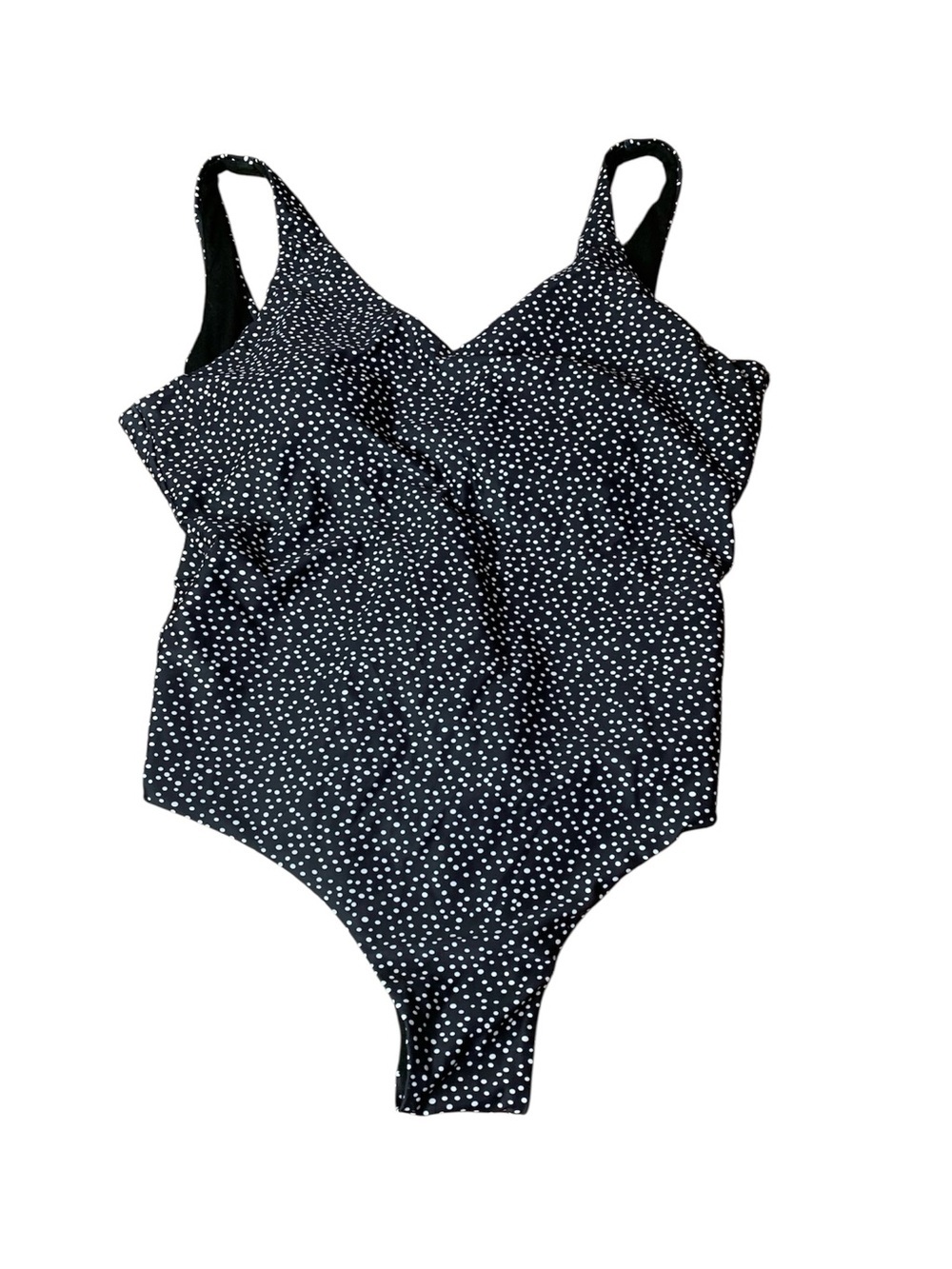 M0 Beachwear Black & White Polka Dot One-Piece Swimsuit - Size XL